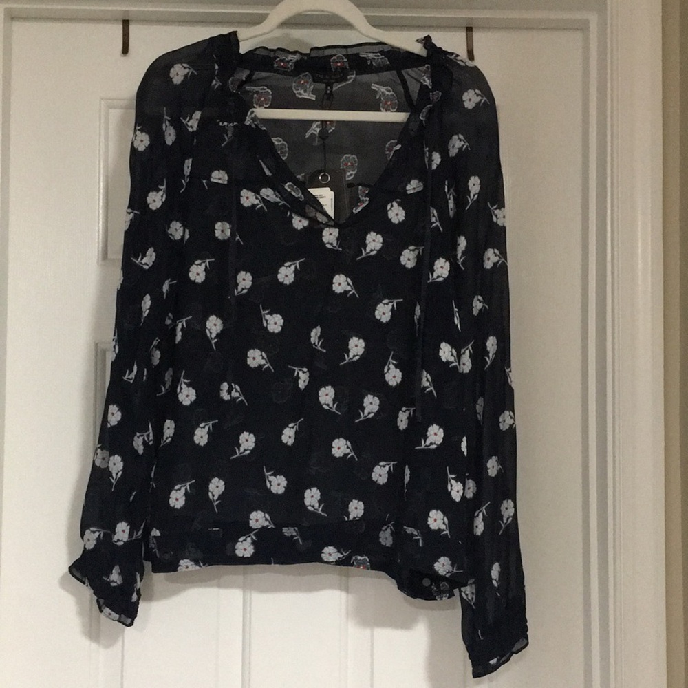 Rag and Bone Navy Floral Print Women's Top NWT - Picture 3 of 4